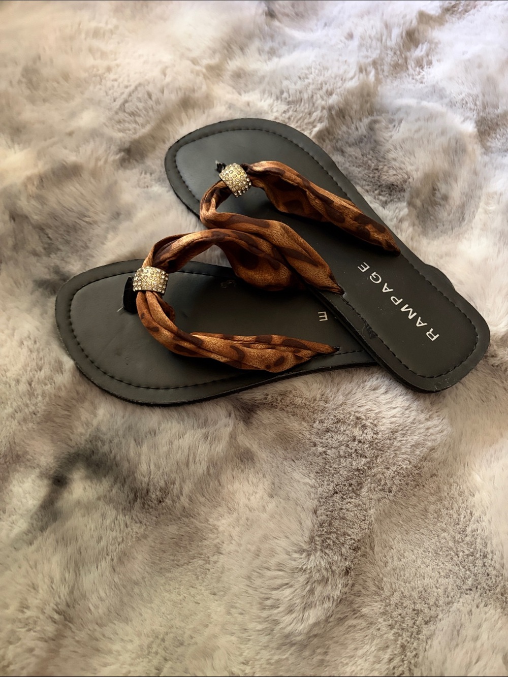 Rampage Leopard-Print Sandals with Rhinestone Accent✨🐆